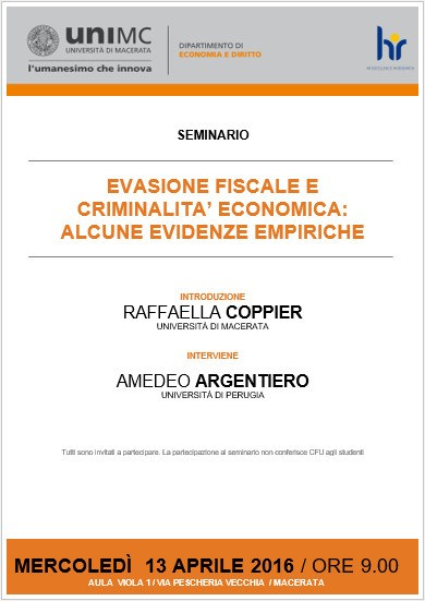 EVASIONE FISCALE E CRIMINALITA’ ECONOMICA: ALCUNE EVIDENZE EMPIRICHE